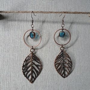 Bronze leaf earrings